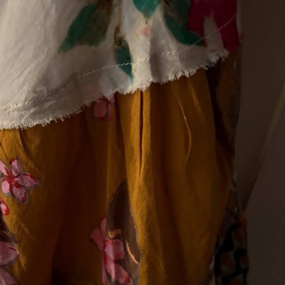 Boho Floral Tiered Circle Skirt in White and Mustard - Picture 5 of 5